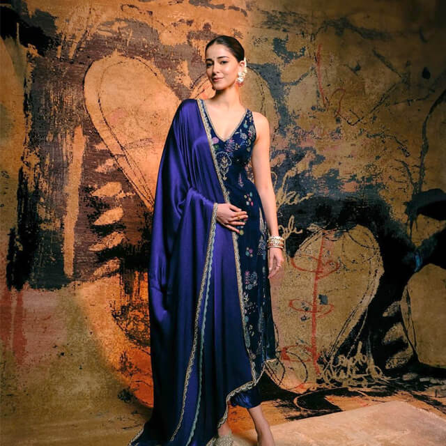Ananya Panday's Ethnic Swag wearing a Royal Blue Suit