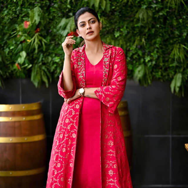 Anusree Nair makes hearts race in this Stunning Red Designer Dress