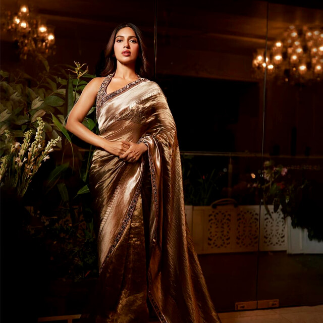 Bhumi Pednekar shines in Manish Malhotra's Gold Saree