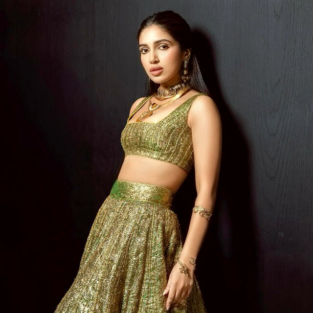 Bhumi Pednekar turns heads in Metallic Green & Gold Lehenga