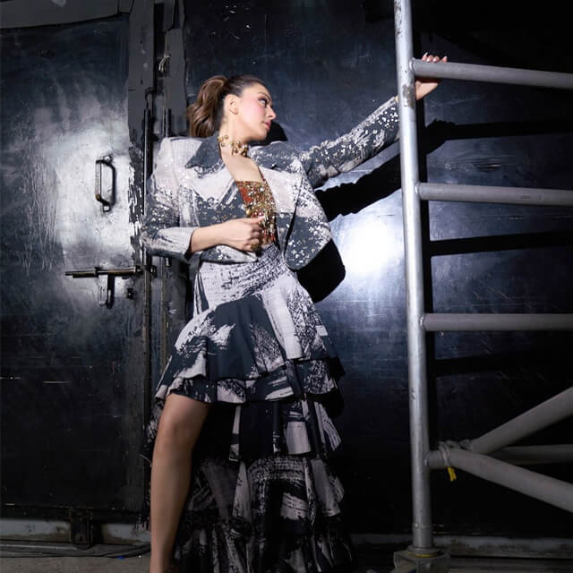 Hansika Motwani turns heads in a Bomber Jacket & Ruffled Skirt
