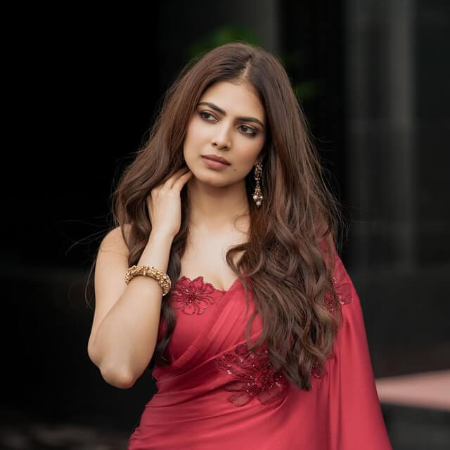 Malavika Mohanan sparkles in a Red Saree for Thangalaan Movie Promo