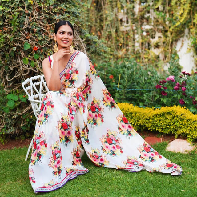 Malavika Mohanan's Floral Saree Charm