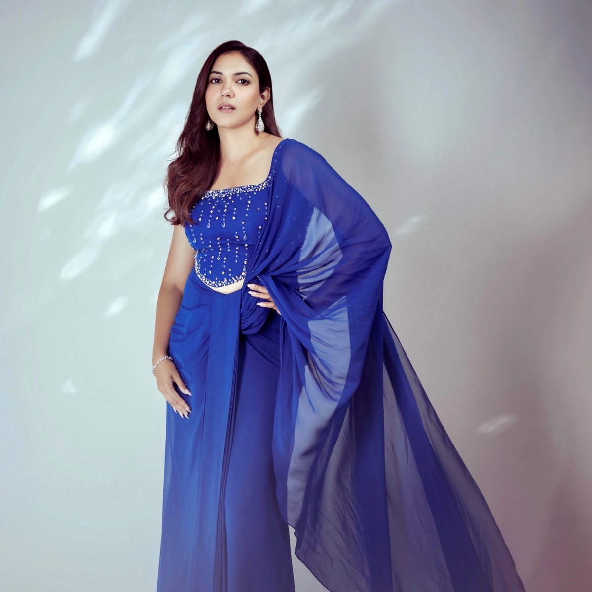 Ritu Varma's Open Back Blouse Outshines her Blue Saree