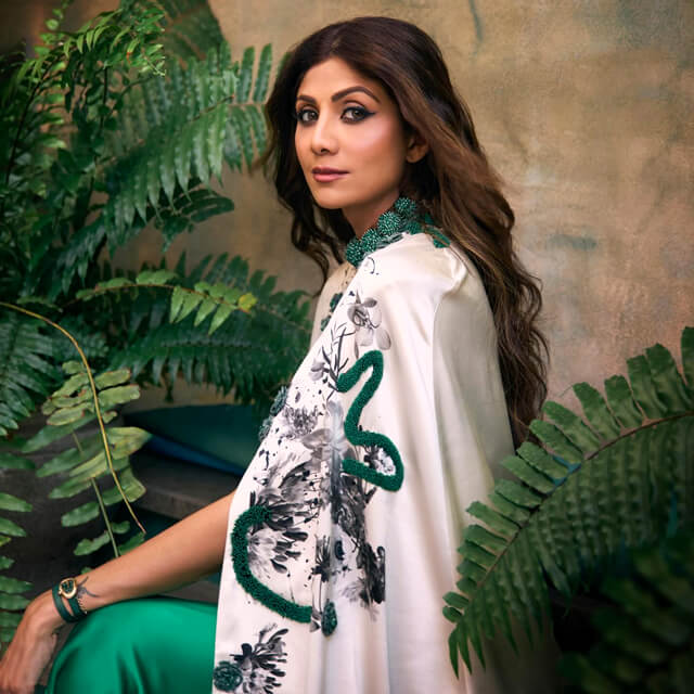 Shilpa's Emerald Green Indo-Western Attire