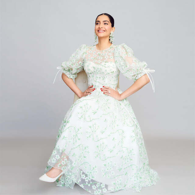 Sonam looks like a Princess in a White Chic Floral Dress