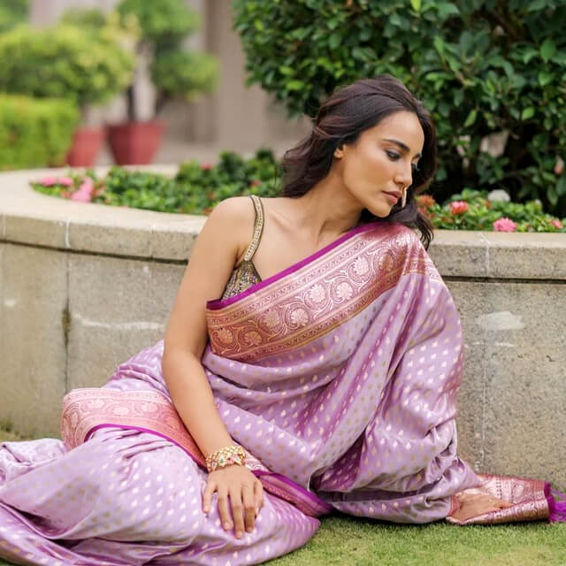 Surbhi Jyoti beautifully drapes an exquisite Satin Silk Saree
