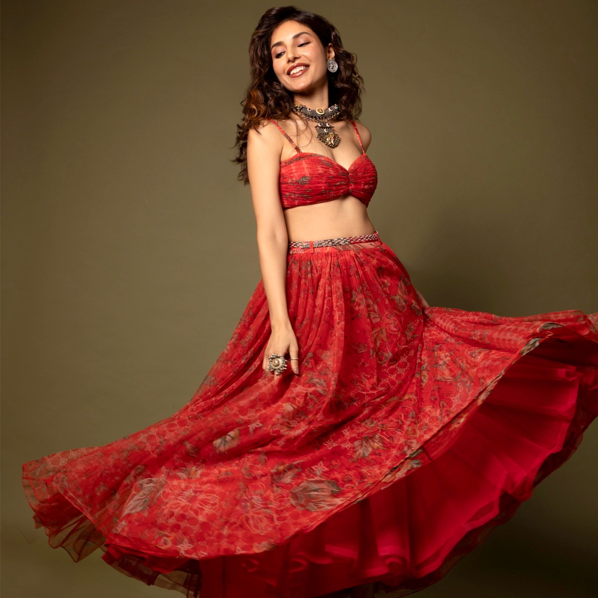 Harshita Gaur goes Bold in Red Ruched Bustier