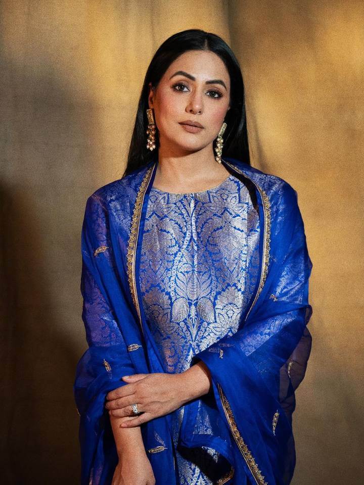 hina khan blue dress HINA KHAN X CRUNK BLUE FLOWER EMBROIDERED MINI DRESS  SHE'LL
