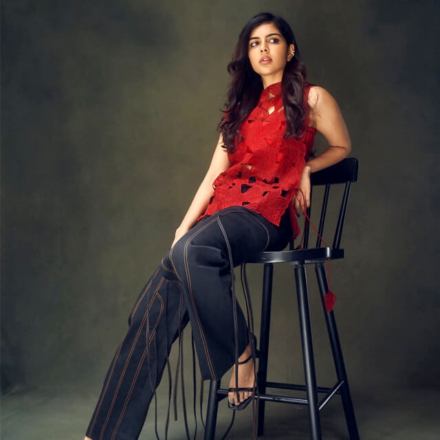 Kalyani's Bold Cut-out Top & Black Trousers Kalyani's Bold Cut-out Top & Black Trousers