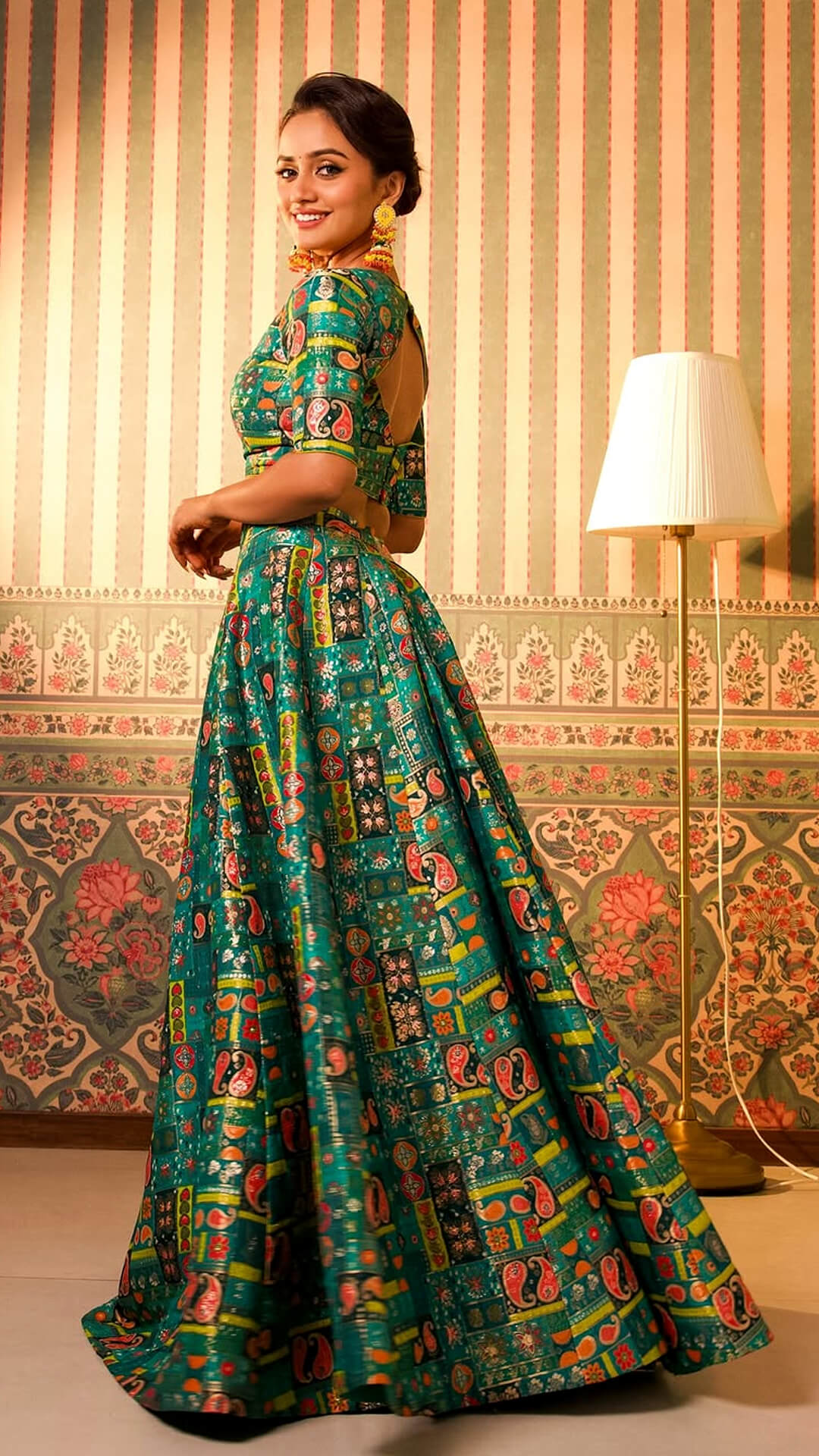 Nisha Guragain stuns in Chic & Brat's Green Ethnic Ensemble
