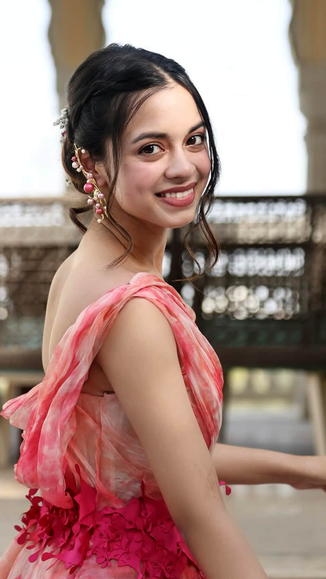 Nitanshi Goel stuns in Pink & Cream Asymmetrical Dress