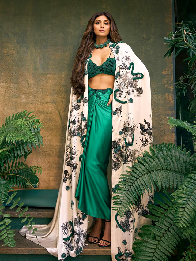 green emerald velvet dress Bottle Green Indo-Western Set 4XL
