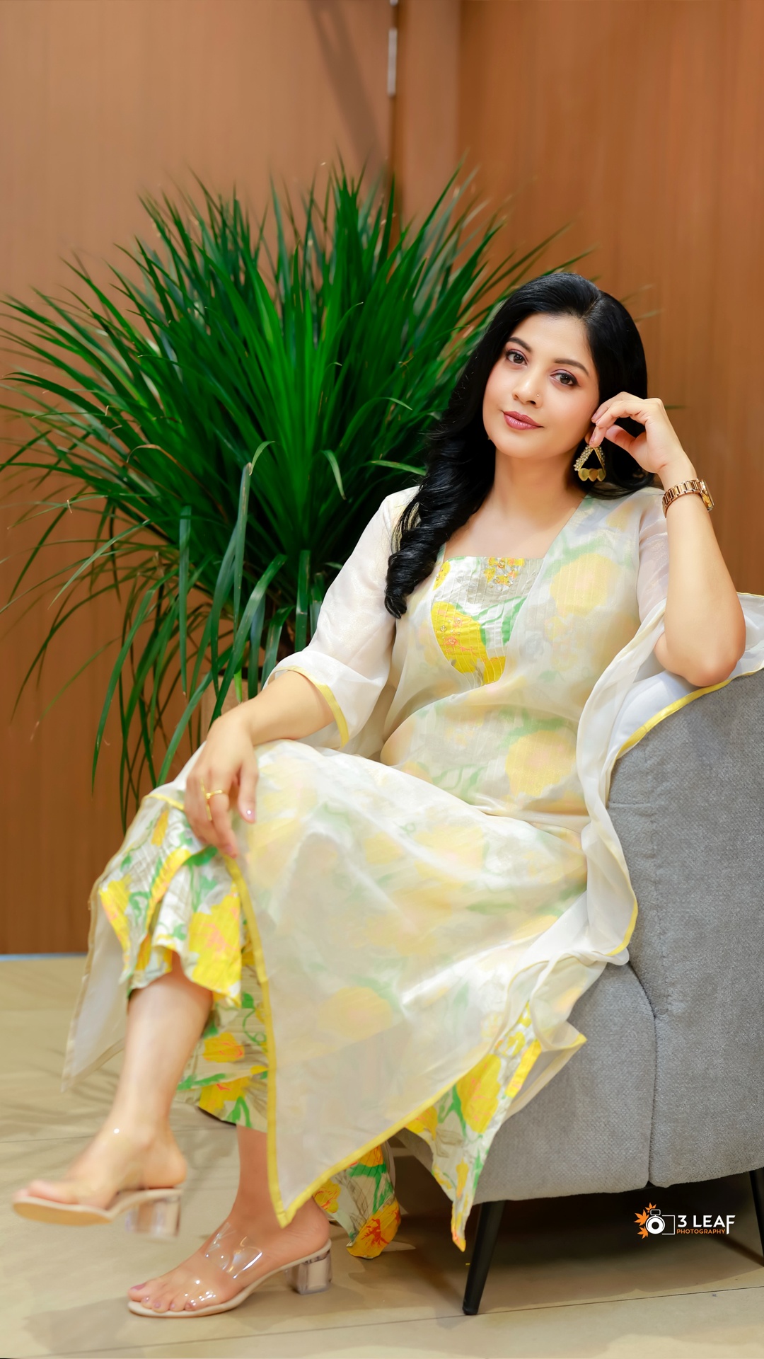 Shivada's Recent Photoshoot - The square neckline frames the floral panel with clean geometry, offering structure that contrasts with the relaxed movement of the outer layer.